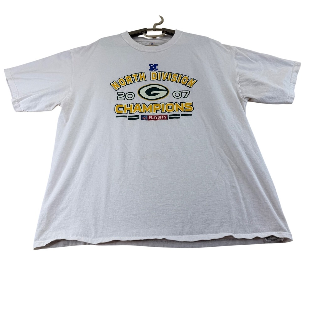 VF Imagewear T-Shirt Mens XL White Green Bay Packers 2007 North Div Champs NFL